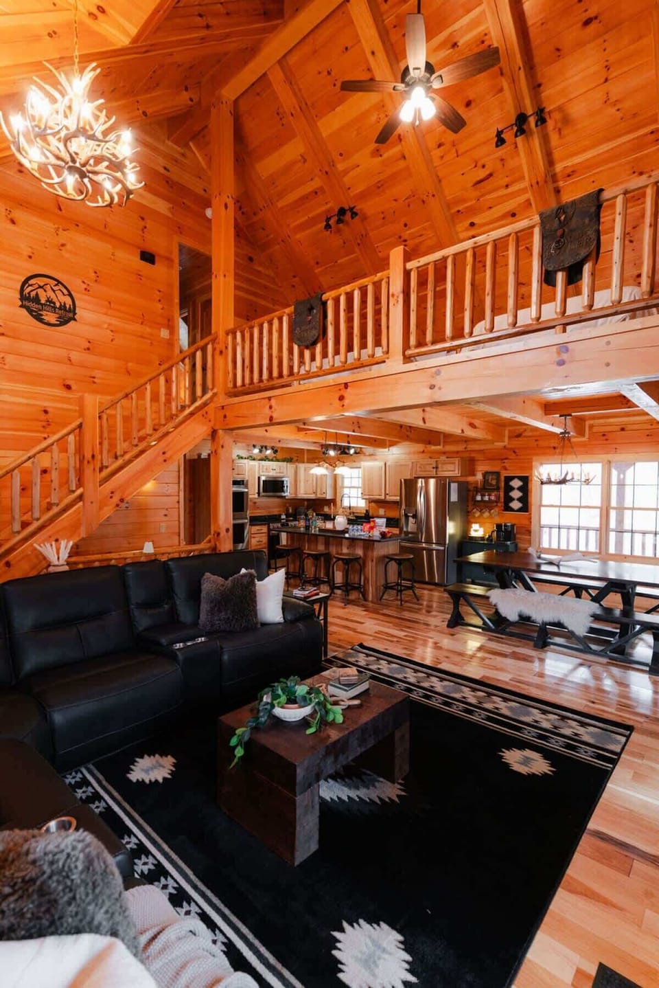 Cabin, Multiple Beds, Hot Tub (Hidden Hills Retreat) | Living area | Fireplace