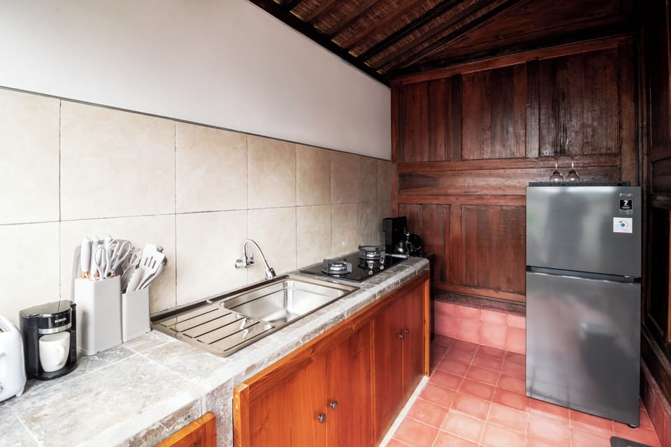 Romantic Villa, Private Pool, Pool View | Private kitchen | Full-size fridge, microwave, stovetop, electric kettle