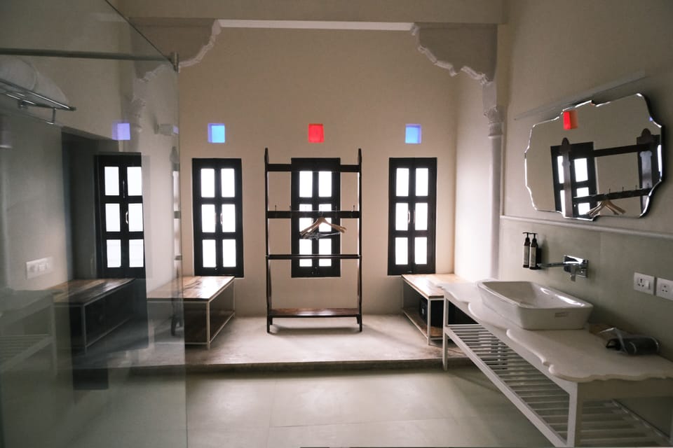 Royal Double Room | Bathroom | Shower, hair dryer, slippers, towels
