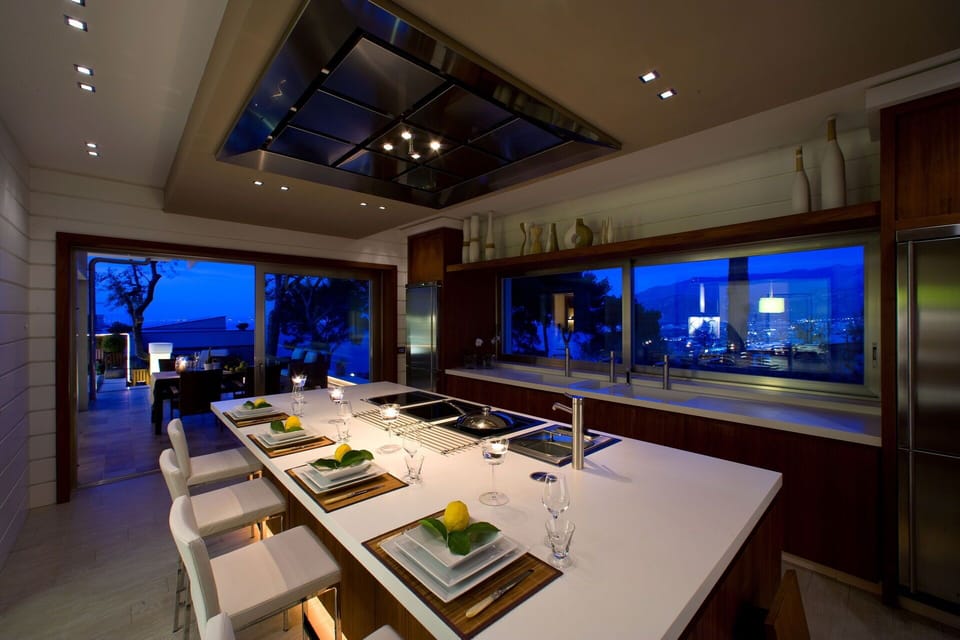 Interior Design, Furniture, Kitchen, Ceiling, Flooring, Lighting, Home, Floor, Chair, Countertop