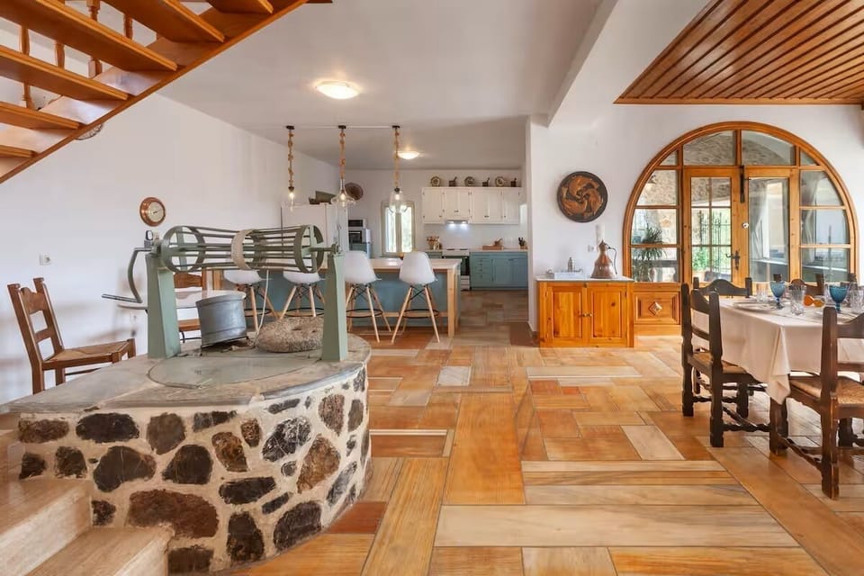 The main living area features a rainfed cistern.