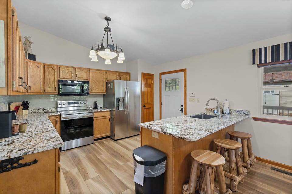 Kitchen island with seating for 3