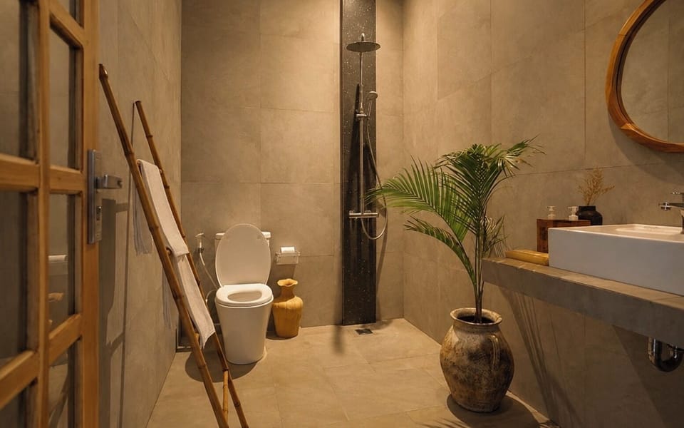 Superior Double Room, Pool View | Bathroom | Shower, free toiletries, towels, soap