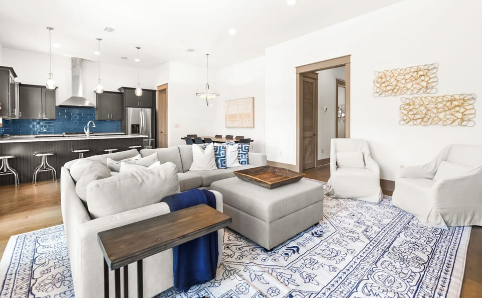 The comfortable sectional sofa is plush and inviting