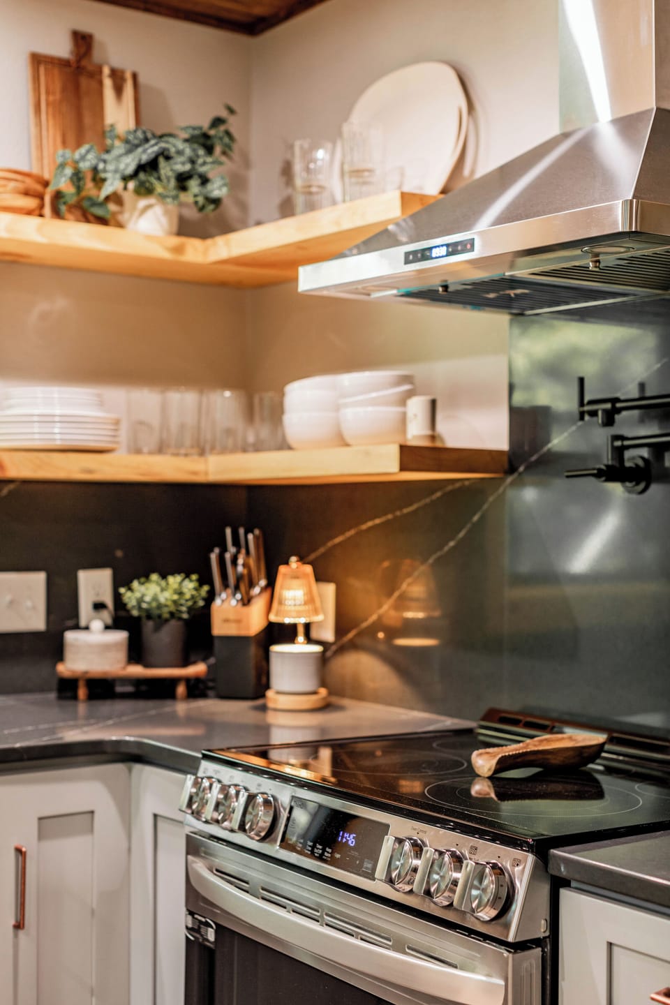 Pot filler above stove.