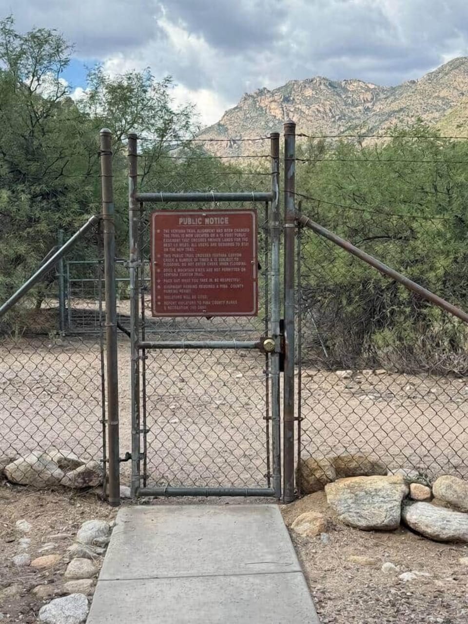Gate leading to Ventana Canyon Trailhead Trailhead