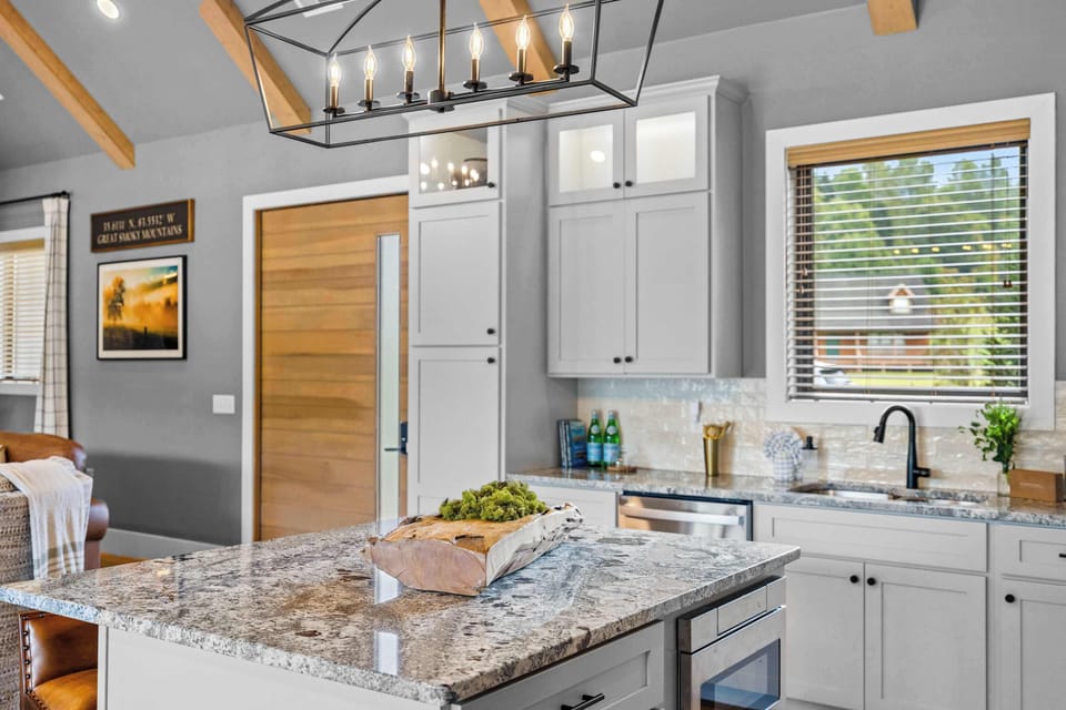 Stunning granite countertops and mountain views make cooking a joy!