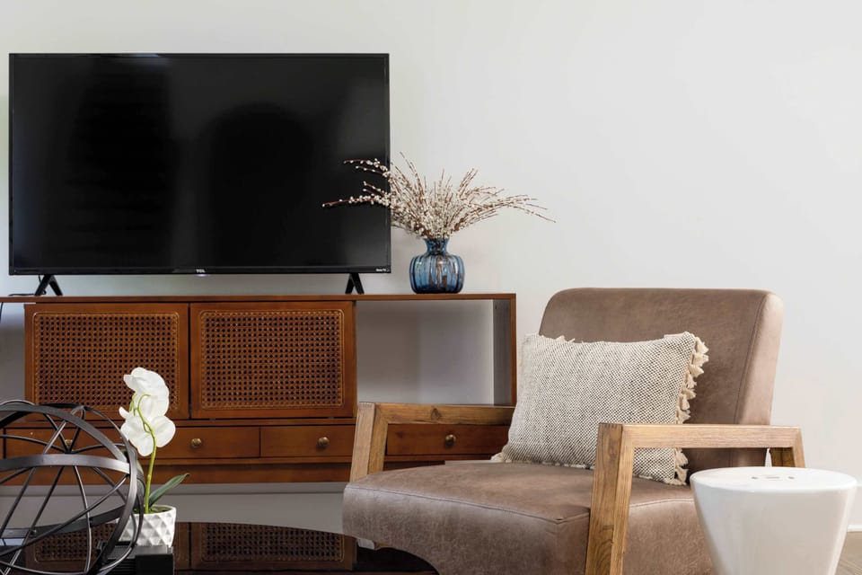 Cozy living room with smart TV