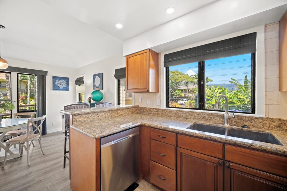 Fully stocked kitchen for dining in