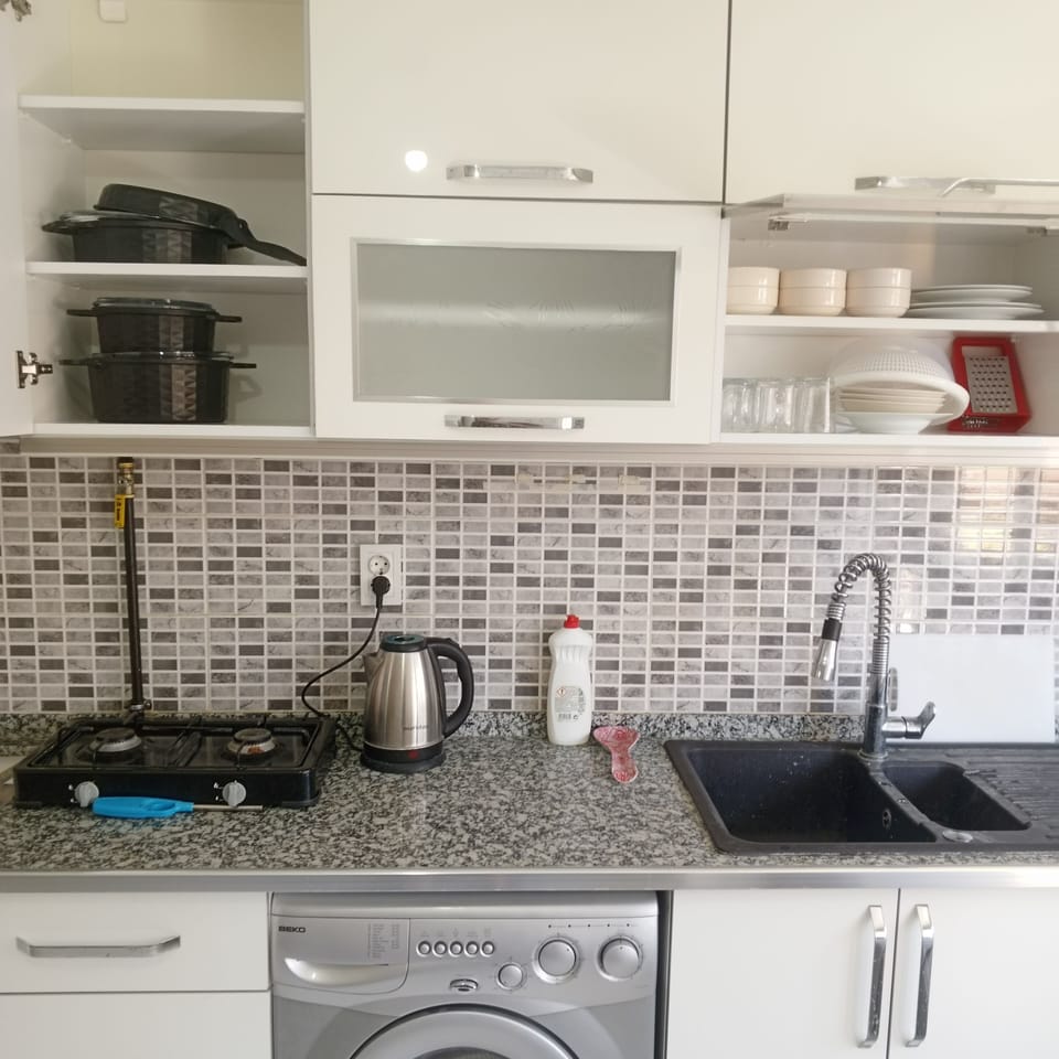 Standard Apartment | Private kitchen | Full-size fridge, electric kettle, cookware/dishes/utensils