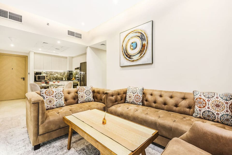 Living Room: Sleek design meets vibrant decor for a stylish retreat in Dubai! Relax in comfort.