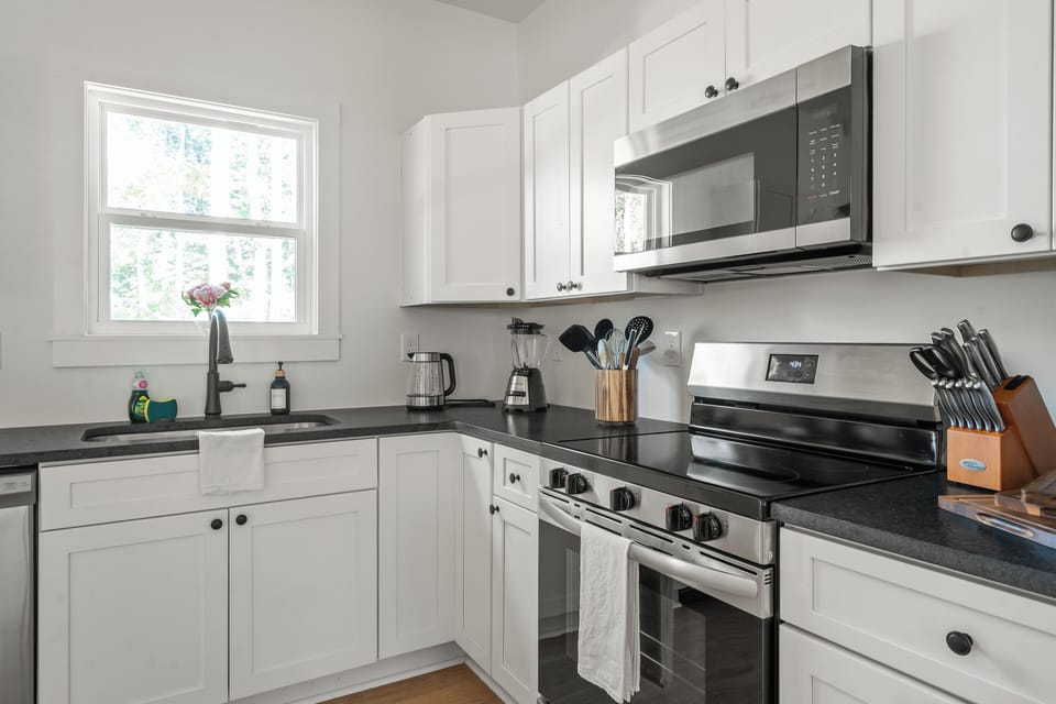 The kitchen had everything needed for a comfortable stay.