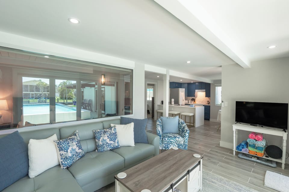 Living room with open airy floor plan with that beachy vibe.