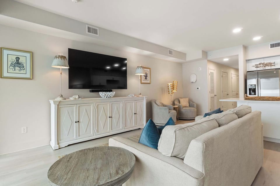 Relax with a movie on the flat-screen TV