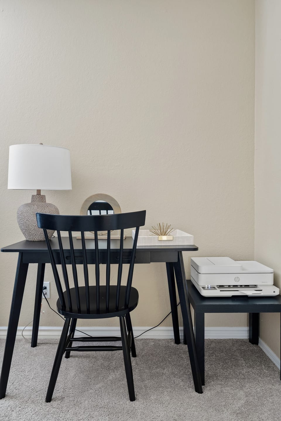 Bedroom 5: A dedicated office corner with a desk, chair, and printer makes it easy to stay connected or plan your next adventure during your stay.