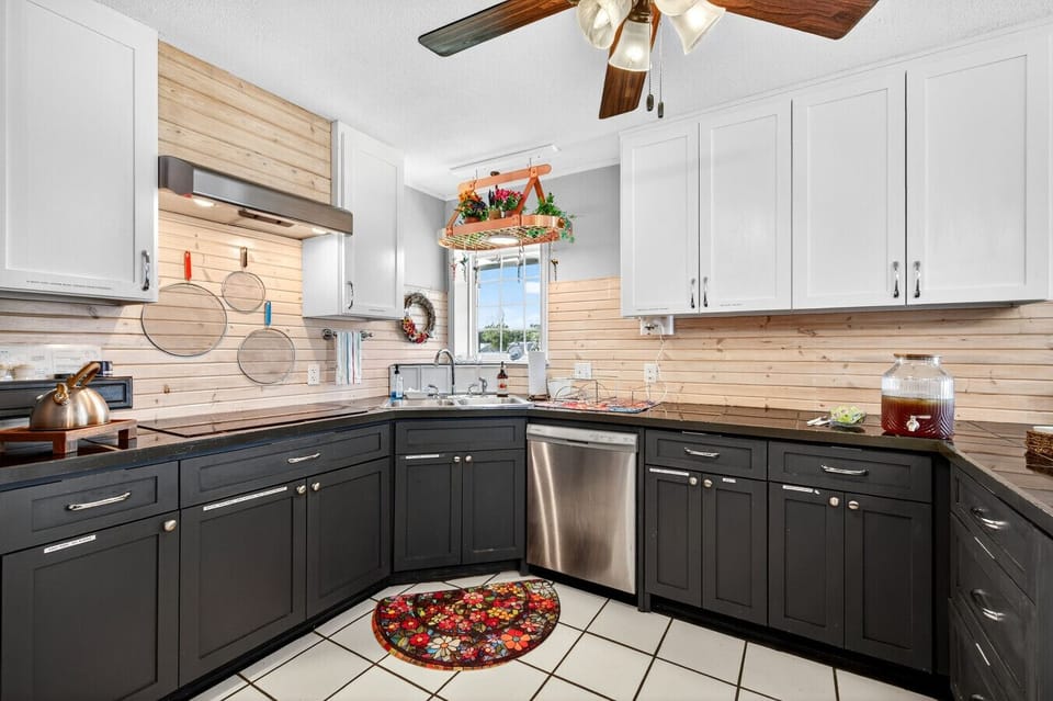 Spacious Kitchen | Stainless Steel Dishwasher, Island Prep Space & Mixer