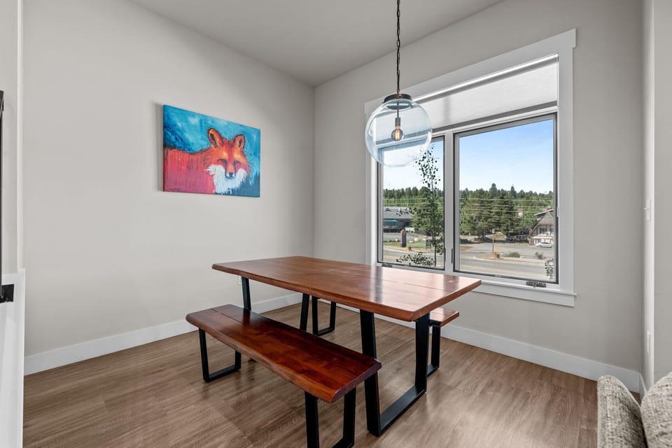 Enjoy meals together around a table that comfortably seats 6.
