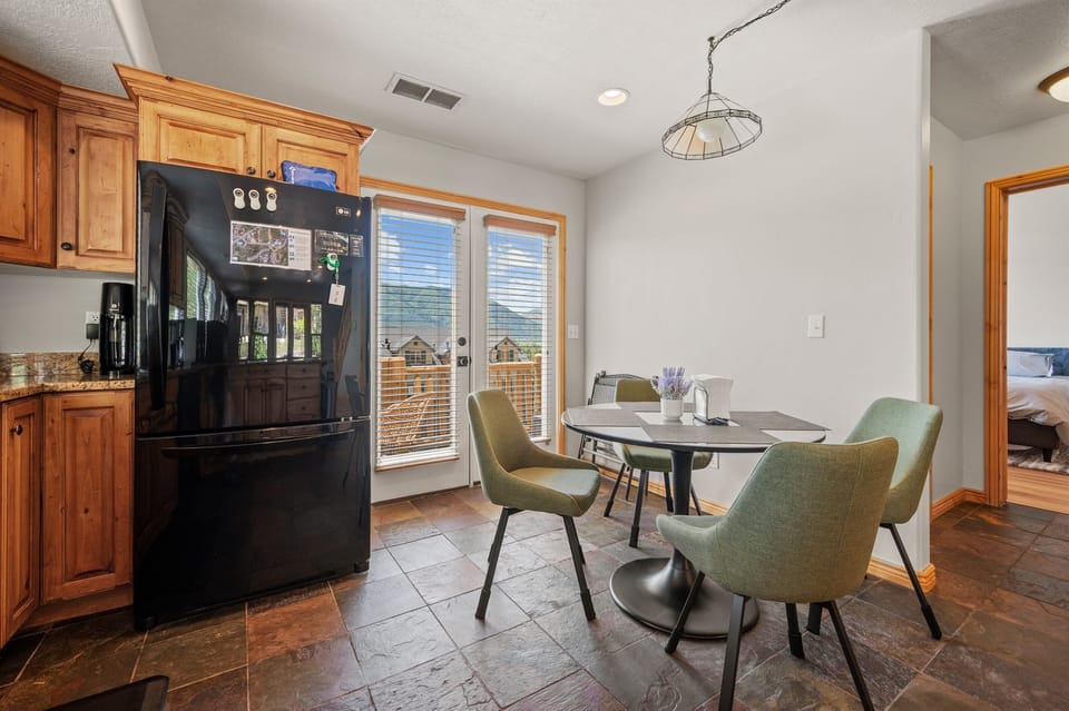 Access to one of the decks is off the kitchen.