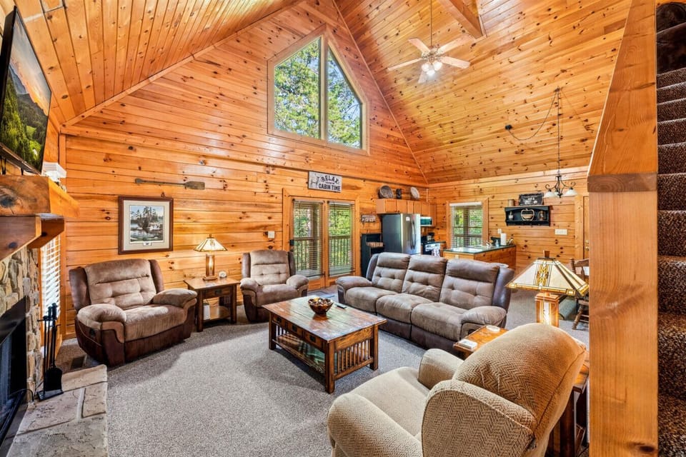 Whether sharing stories or watching a movie, this space is designed for togetherness.