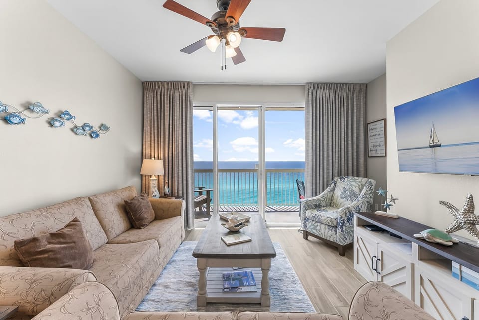 Living Room looking out over the Gulf!