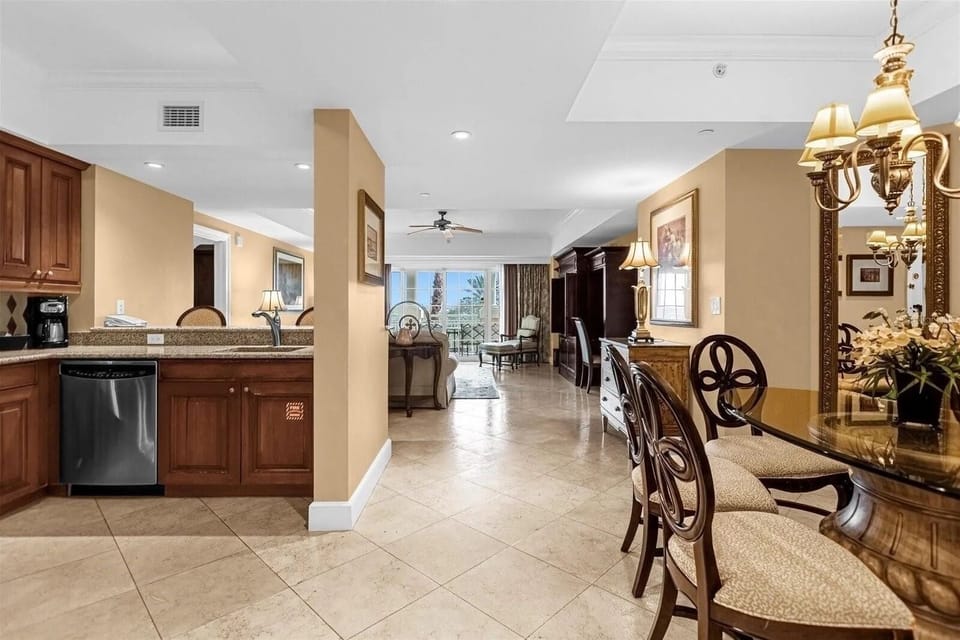 Fully Stocked Kitchen and Dining Area