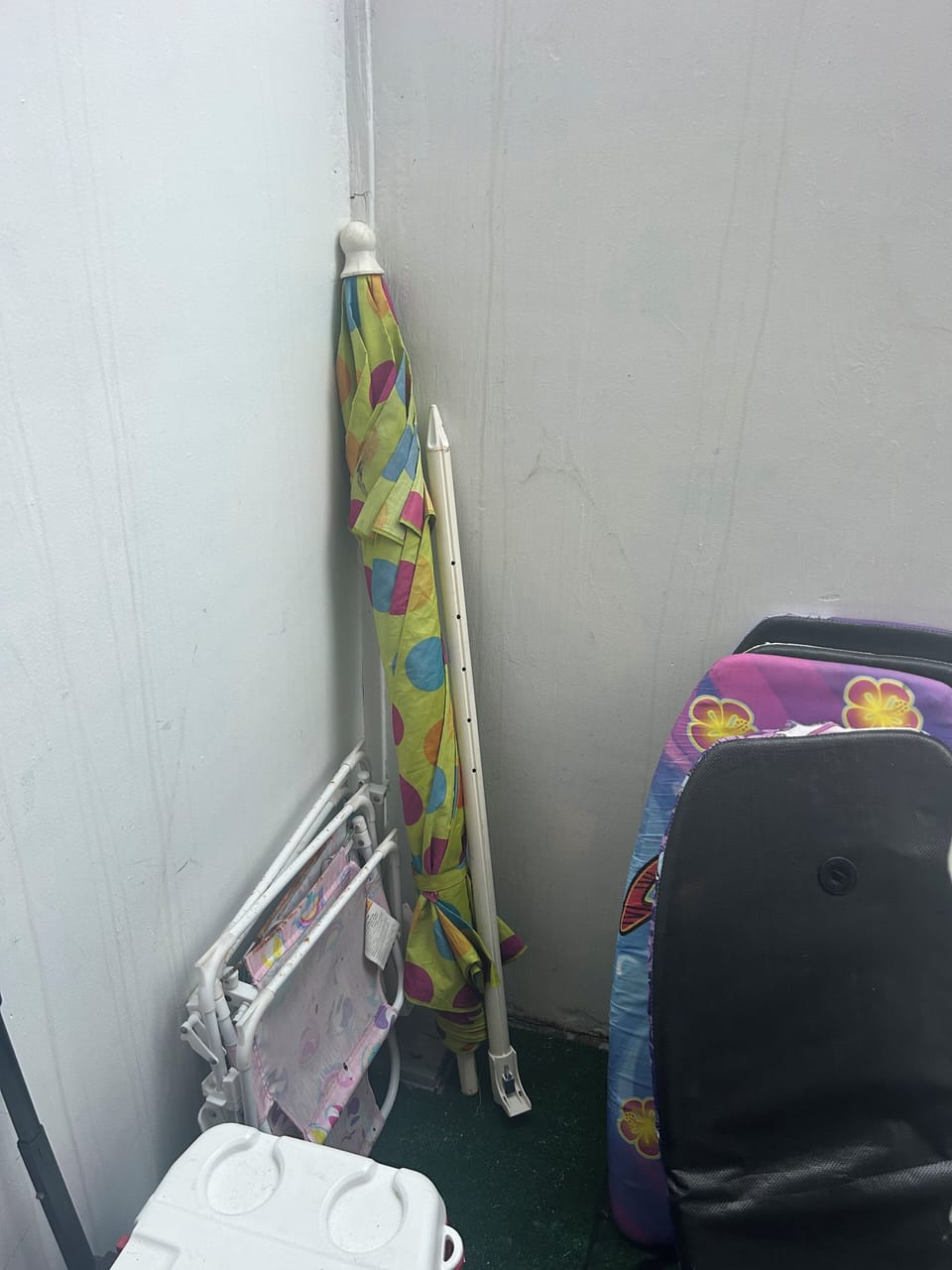 More beach stuff - kid beach chairs, beach umbrella and boogie boards