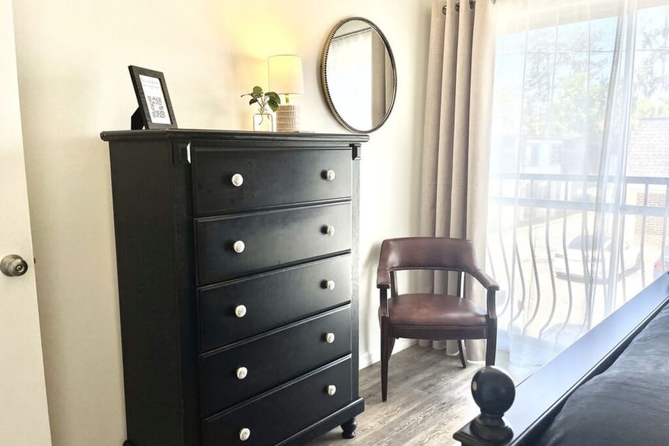 Dresser stocked with extra towels and linens