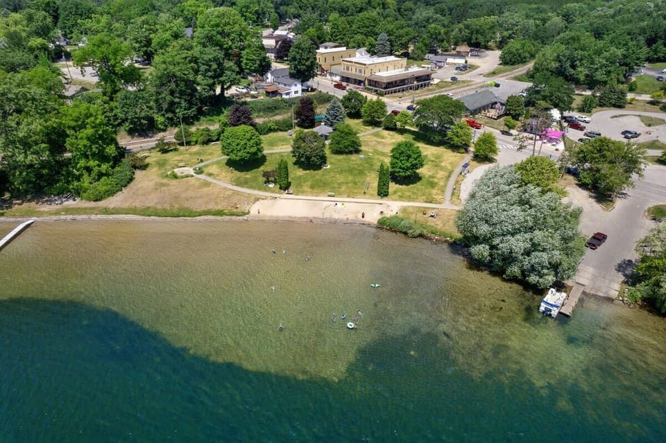 Public beach right next door