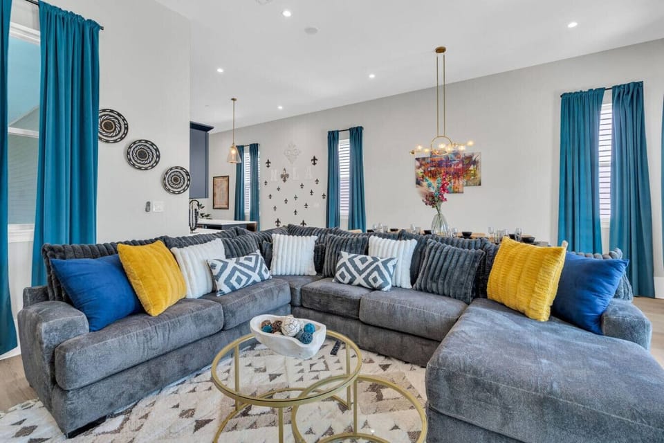 Living room with large couch