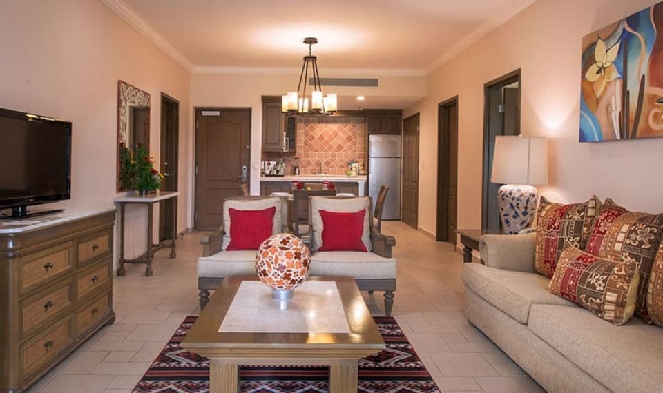 Elite Penthouse, 2 Bedrooms, Ocean View | Living area | 56-inch LCD TV with satellite channels