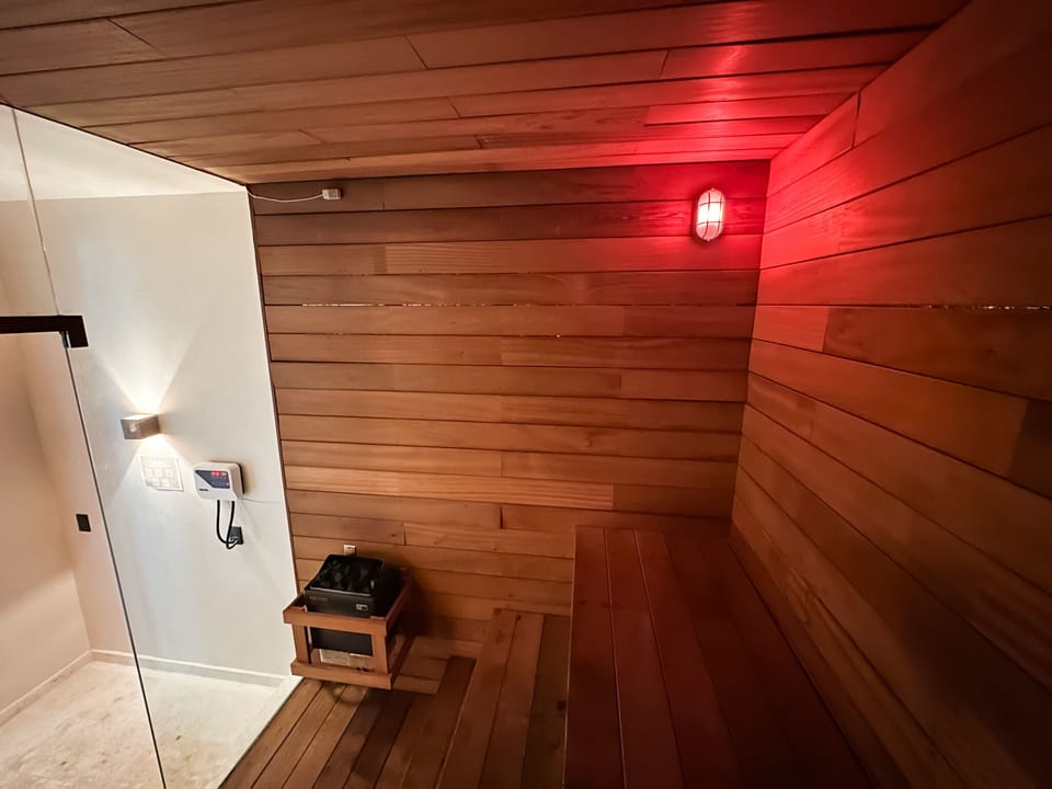 Sauna available for our guests, a shared amenity for relaxation and wellness