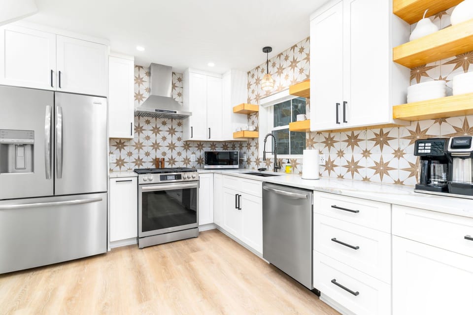 Full kitchen and dining space for family meals.