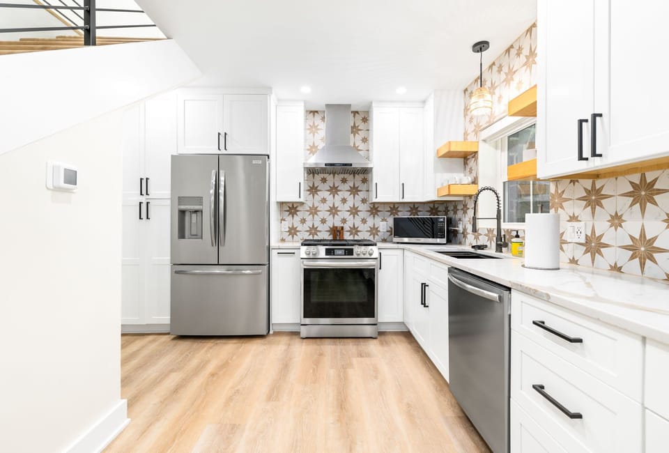 Full kitchen and dining space for family meals.