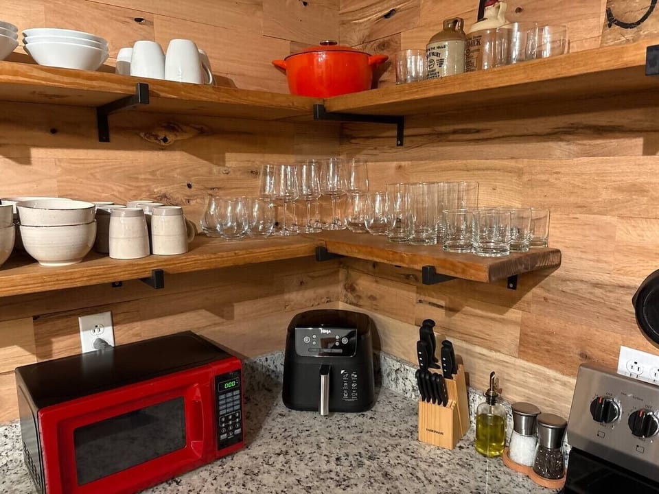 Well appointed kitchen includes air fryer for convenient and quick meals