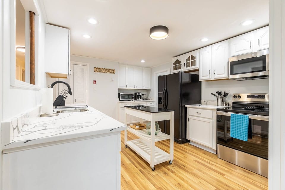 All of the appliances in the kitchen are new - small and large.