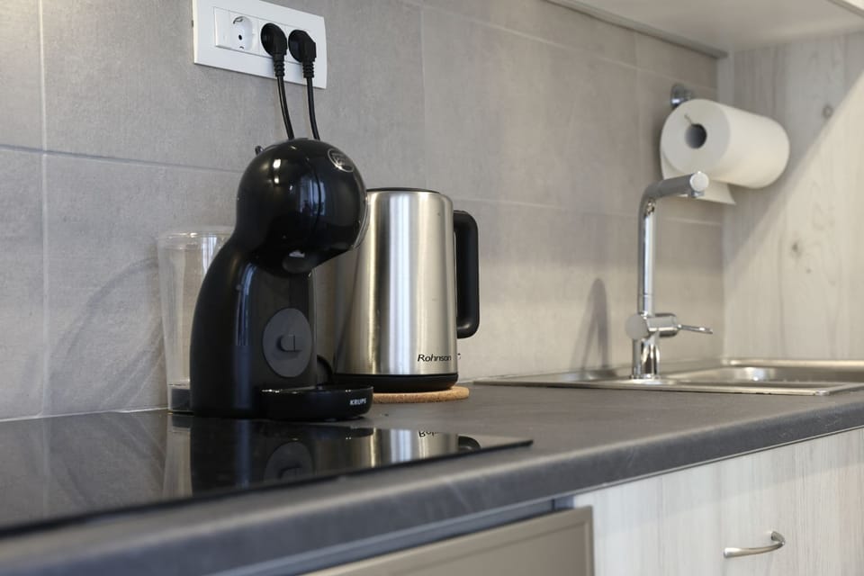 Comfort Apartment, Kitchen | Private kitchen | Full-size fridge, oven, stovetop, coffee/tea maker