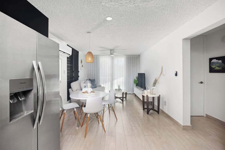 A newly updated kitchen with a modern design and all the essentials.


