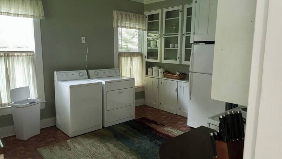 A washer and dryer are provided in the stay home
