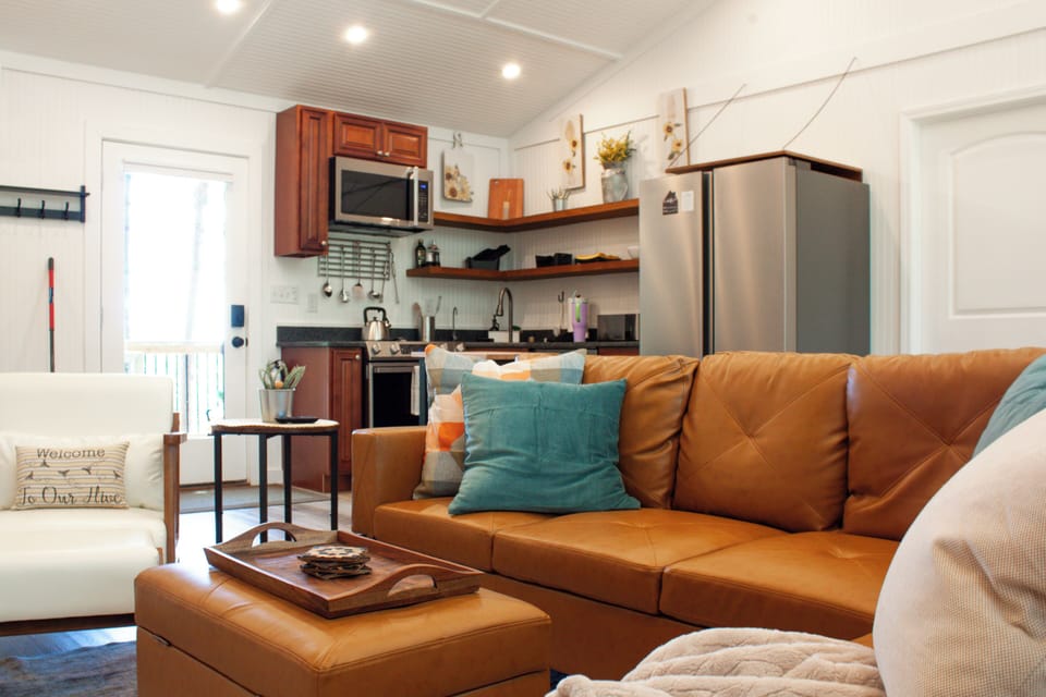 Great Room close to kitchen for snacks.