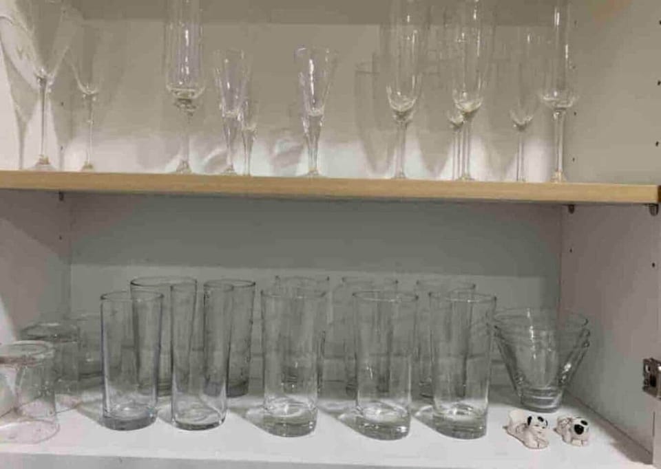Dishes, plates, and glasses.