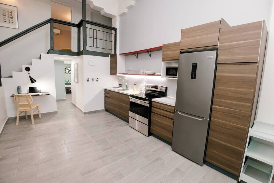 Stylish modern kitchen is equipped with all kitchen essentials