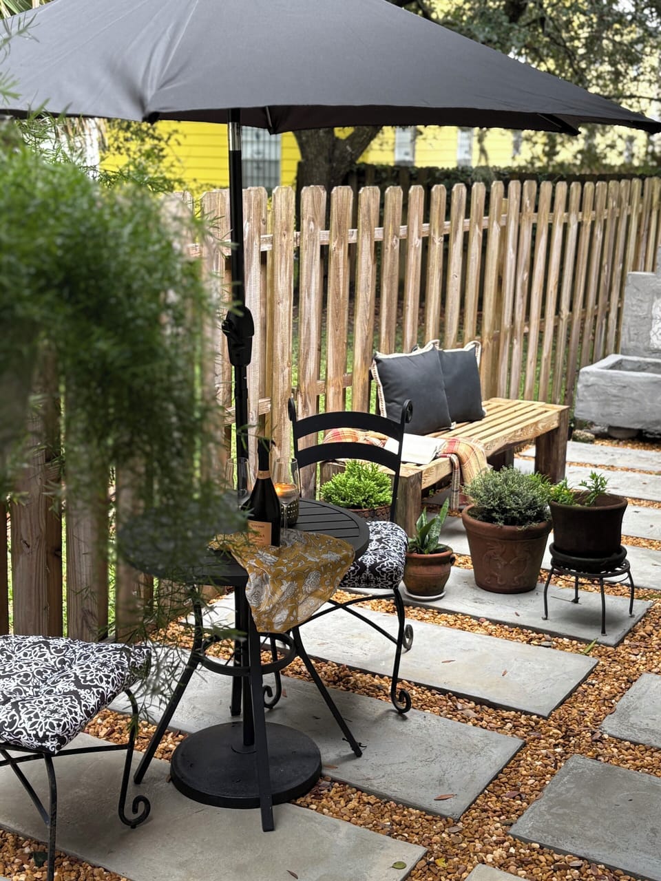 outdoor private courtyard to start your day with a fresh pot of coffee.
