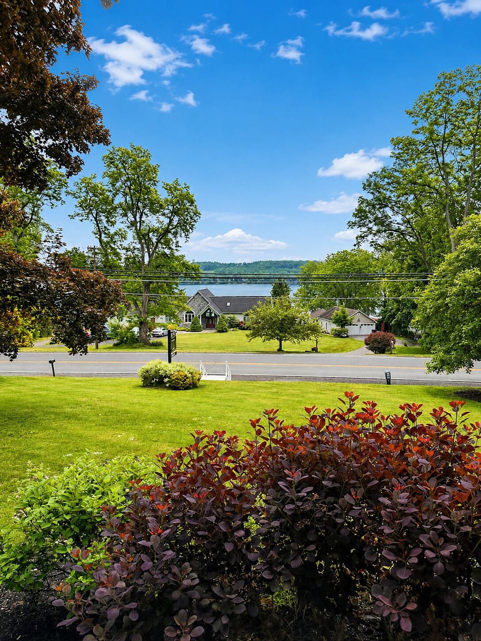 Lake view from the front porch overlooking Keuka Lake.