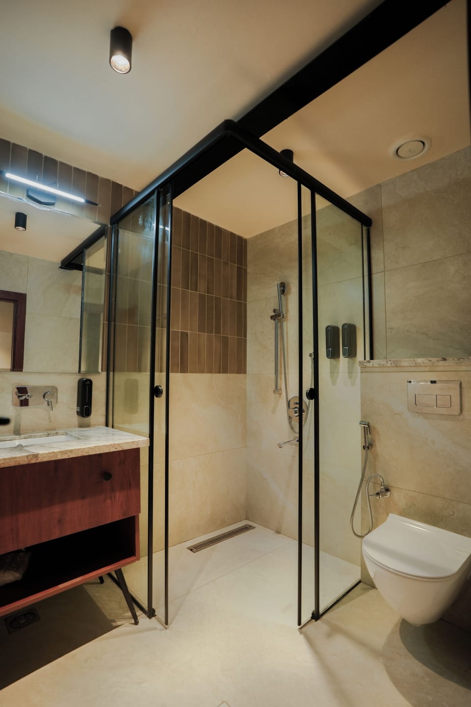Standard Double Room, Balcony | Bathroom | Shower, slippers, towels, soap