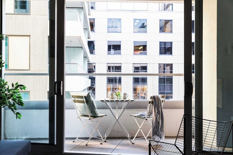 A balcony with a setting.