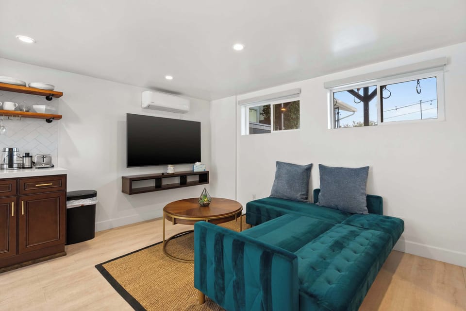 Living Room | Modern Fireplace & Plush Seating