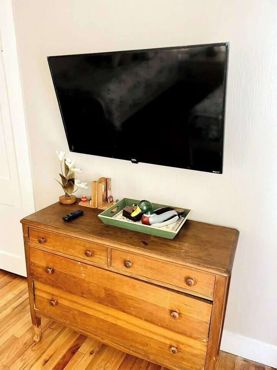 Television in the primary bedroom.