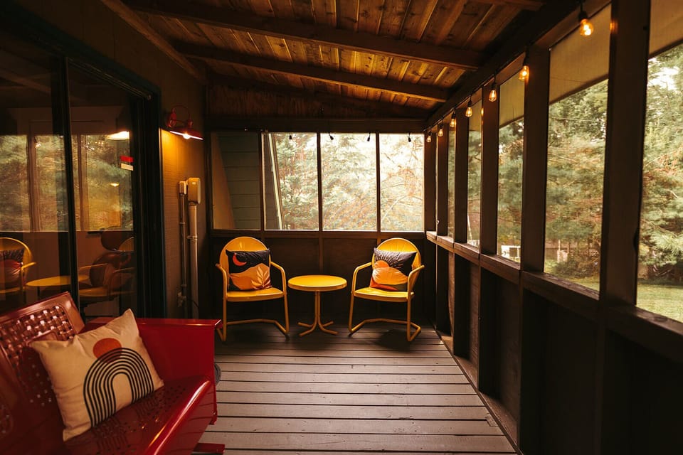 Screened in porch off the back of the A-Frame