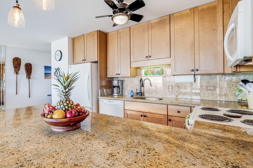 Roomy, well-stoked kitchen with lots of counter space for whipping up a feast!