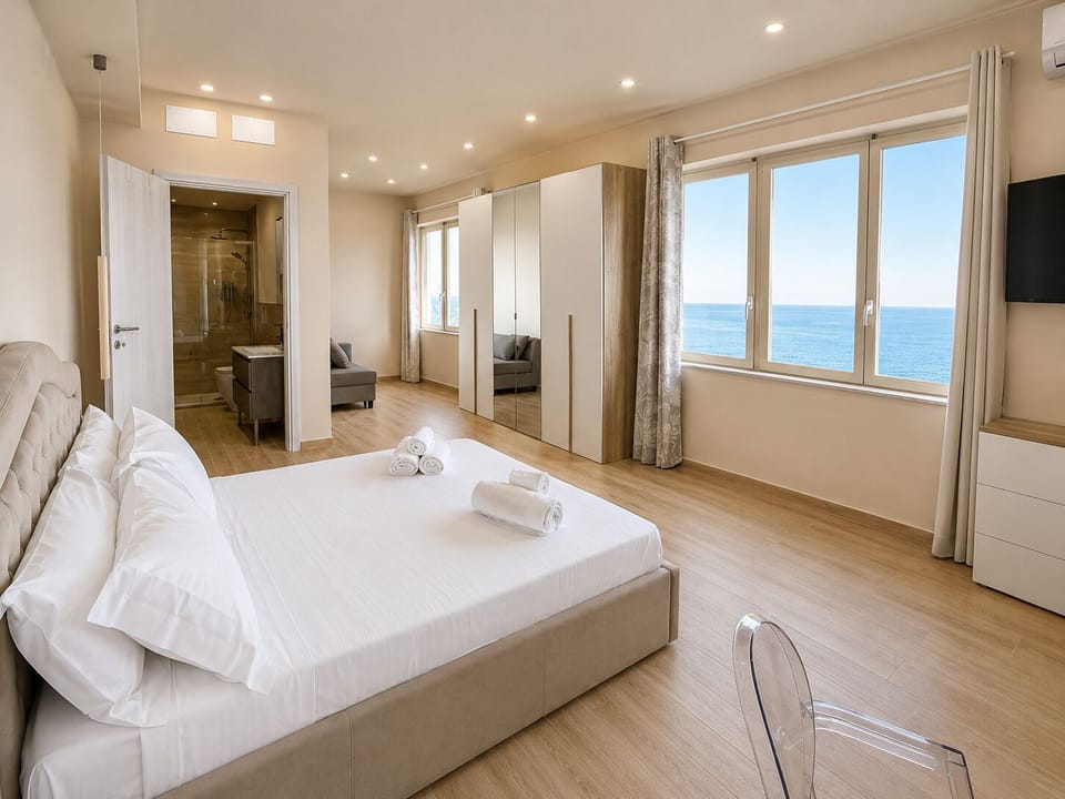Deluxe Double Room, Sea View | Premium bedding, down comforters, minibar, desk